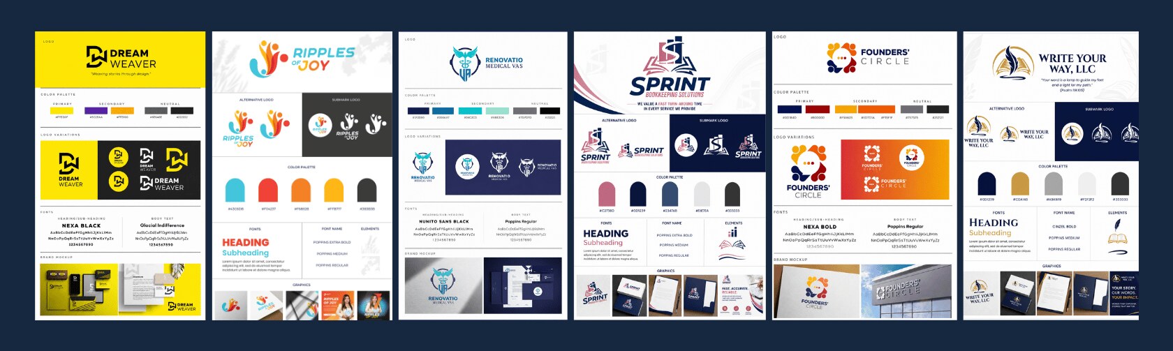 Detailed brand guideline sheets by Venice Halle Studio