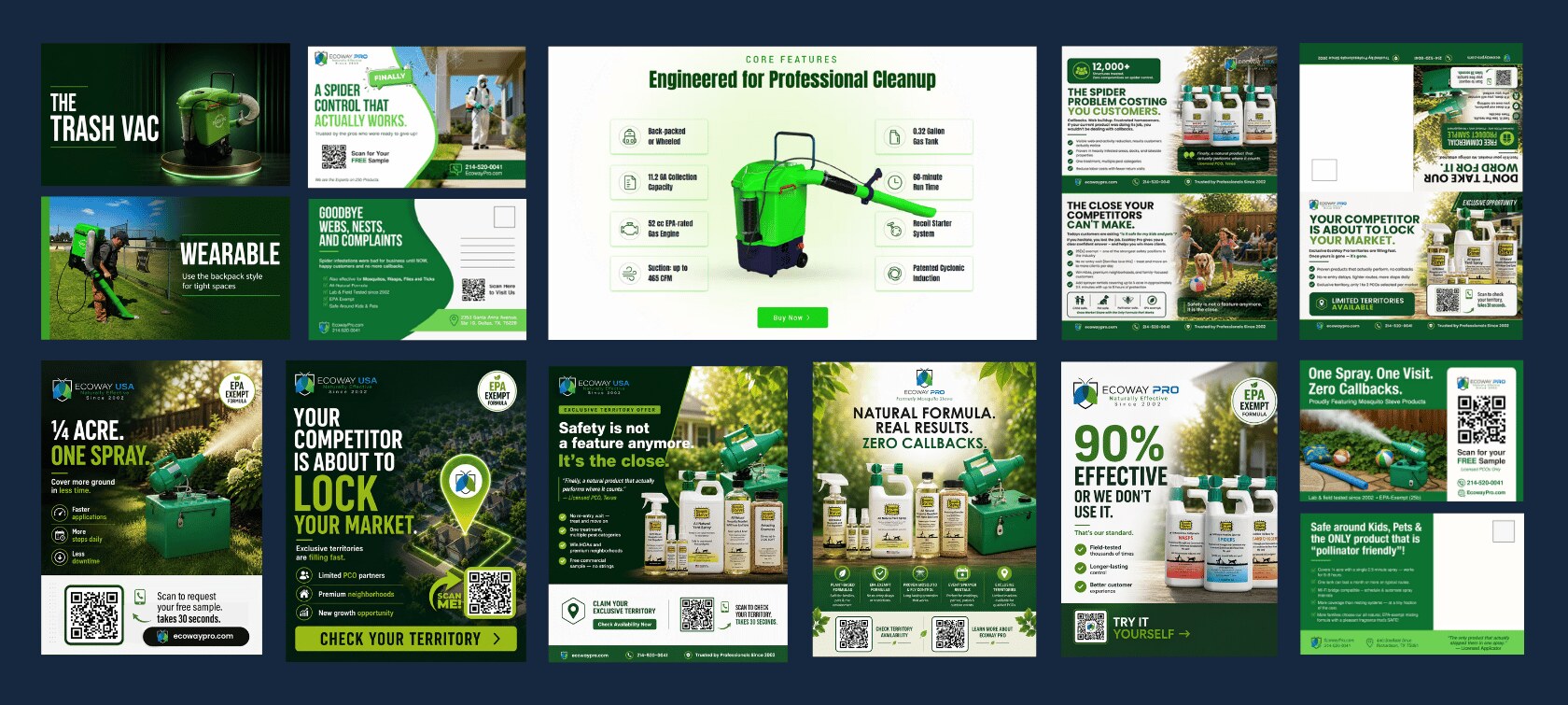 EcoWay Pro and Trash Vac web and social media marketing content design by Venice Halle Studio
