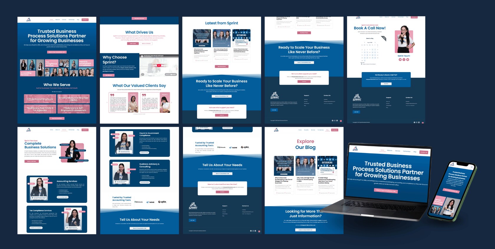Sprint Business Solutions full website design pages by Venice Halle Studio